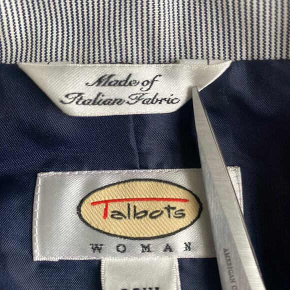 Talbots Plus Blazer Jacket Sz 22W Blue White Striped Office Career Italy NWT New - Picture 4 of 12